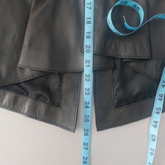 NWT ZARA Leather Jacket Large Black Round Neck Dressy Edgy Peplum Back - Picture 10 of 12